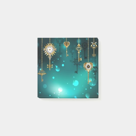 Antiek Skeleton Keys op groene achtergrond Post-it® Notes (Voorkant)