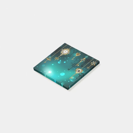 Antiek Skeleton Keys op groene achtergrond Post-it® Notes (Schuin)