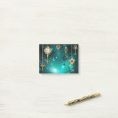 Antiek Skeleton Keys op groene achtergrond Post-it® Notes (Op bureau)