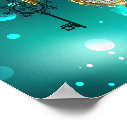 Antiek Skeleton Keys op groene achtergrond Poster (Hoek)