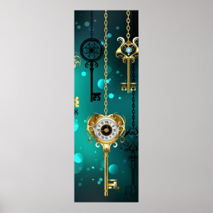 Antiek Skeleton Keys op groene achtergrond Poster