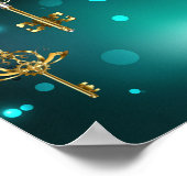 Antiek Skeleton Keys op groene achtergrond Poster (Hoek)