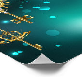 Antiek Skeleton Keys op groene achtergrond Poster (Hoek)