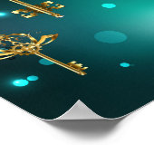 Antiek Skeleton Keys op groene achtergrond Poster (Hoek)