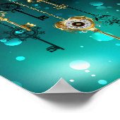 Antiek Skeleton Keys op groene achtergrond Poster (Hoek)