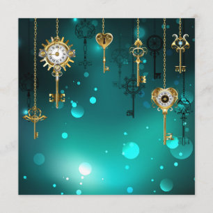 Antiek Skeleton Keys op groene achtergrond Programmakaart