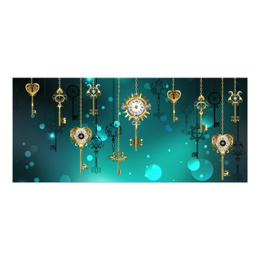 Antiek Skeleton Keys op groene achtergrond Reclamekaart (Voorkant)