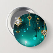 Antiek Skeleton Keys op groene achtergrond Ronde Button 7,6 Cm (Voorkant /achterkant)