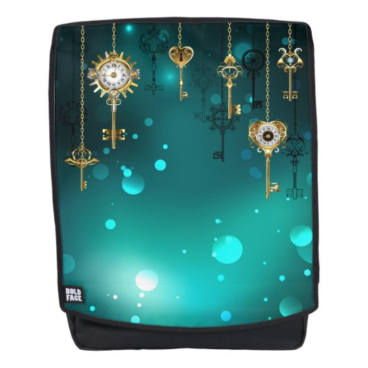 Antiek Skeleton Keys op groene achtergrond Rugtassen (Voorkant)