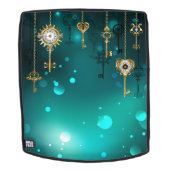 Antiek Skeleton Keys op groene achtergrond Rugtassen (Verwijderbaar gezicht)