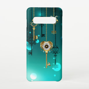 Antiek Skeleton Keys op groene achtergrond Samsung Galaxy S10 Hoesje