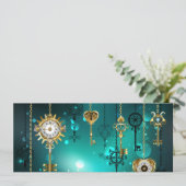 Antiek Skeleton Keys op groene achtergrond Save The Date (Staand voorkant)