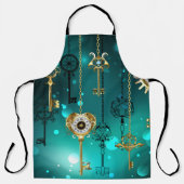 Antiek Skeleton Keys op groene achtergrond Schort (Voorkant)