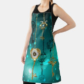 Antiek Skeleton Keys op groene achtergrond Schort (Insitu)