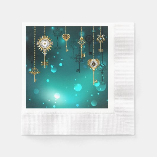Antiek Skeleton Keys op groene achtergrond Servet (Voorkant)
