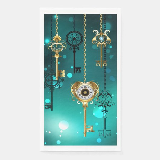 Antiek Skeleton Keys op groene achtergrond Servet (Voorkant)