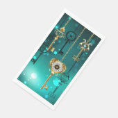 Antiek Skeleton Keys op groene achtergrond Servet (Hoek)