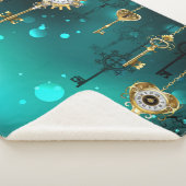 Antiek Skeleton Keys op groene achtergrond Sherpa Deken (3/4)