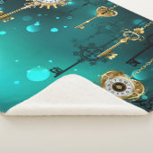 Antiek Skeleton Keys op groene achtergrond Sherpa Deken (3/4)