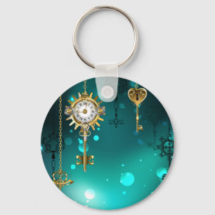 Antiek Skeleton Keys op groene achtergrond Sleutelhanger