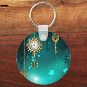 Antiek Skeleton Keys op groene achtergrond Sleutelhanger (Voorkant)