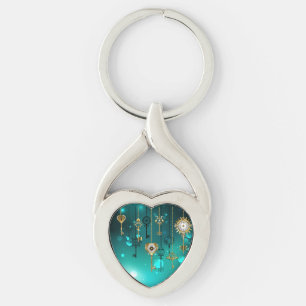 Antiek Skeleton Keys op groene achtergrond Sleutelhanger