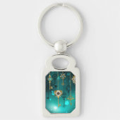 Antiek Skeleton Keys op groene achtergrond Sleutelhanger (Voorkant)