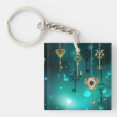 Antiek Skeleton Keys op groene achtergrond Sleutelhanger (Voorkant)