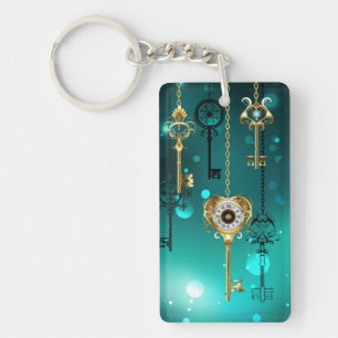 Antiek Skeleton Keys op groene achtergrond Sleutelhanger