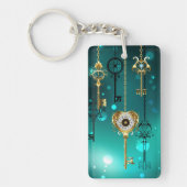 Antiek Skeleton Keys op groene achtergrond Sleutelhanger (Voorkant)