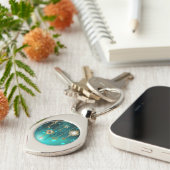 Antiek Skeleton Keys op groene achtergrond Sleutelhanger (Zijkant)