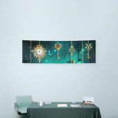 Antiek Skeleton Keys op groene achtergrond Spandoek (Beurs)