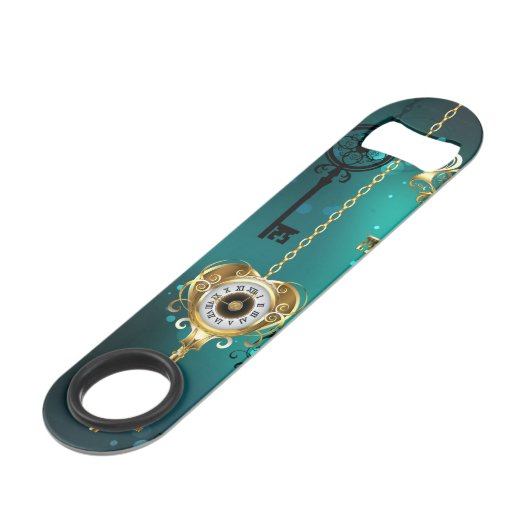 Antiek Skeleton Keys op groene achtergrond Speed Flessenopener (Voorkant Gekanteld)