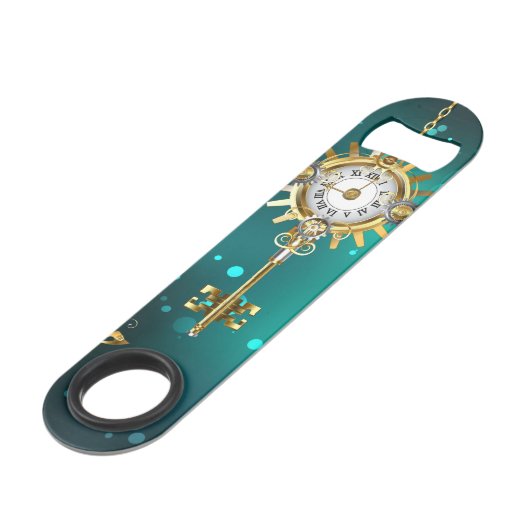 Antiek Skeleton Keys op groene achtergrond Speed Flessenopener (Achterkant Gekanteld)