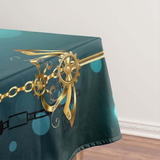 Antiek Skeleton Keys op groene achtergrond Tafelkleed (Voorbeeld)