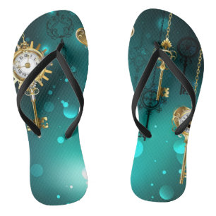 Antiek Skeleton Keys op groene achtergrond Teenslippers