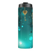 Antiek Skeleton Keys op groene achtergrond Thermosbeker (Voorkant)