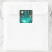 Antiek Skeleton Keys op groene achtergrond Vierkante Sticker (Tas)