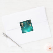 Antiek Skeleton Keys op groene achtergrond Vierkante Sticker (Envelop)