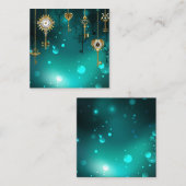 Antiek Skeleton Keys op groene achtergrond Vierkante Visitekaartje (Voorkant / Achterkant)