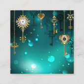 Antiek Skeleton Keys op groene achtergrond Vierkante Visitekaartje (Voorkant)