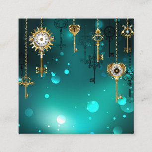 Antiek Skeleton Keys op groene achtergrond Vierkante Visitekaartje