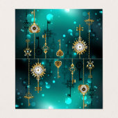 Antiek Skeleton Keys op groene achtergrond Visitekaartje (Buitenkant ongevouwen)