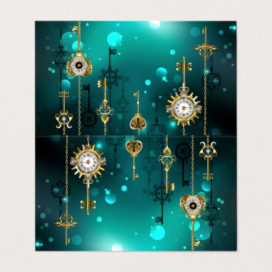 Antiek Skeleton Keys op groene achtergrond Visitekaartje (Buitenkant ongevouwen)