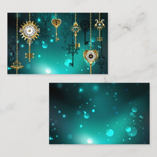 Antiek Skeleton Keys op groene achtergrond Visitekaartje (Voorkant / Achterkant)