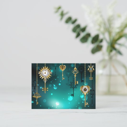 Antiek Skeleton Keys op groene achtergrond Visitekaartje (Staand voorkant)