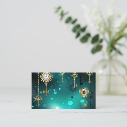 Antiek Skeleton Keys op groene achtergrond Visitekaartje (Staand voorkant)