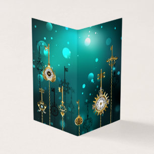 Antiek Skeleton Keys op groene achtergrond Visitekaartje