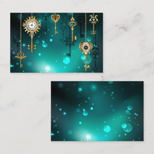 Antiek Skeleton Keys op groene achtergrond Visitekaartje (Voorkant / Achterkant)