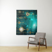 Antiek Skeleton Keys op groene achtergrond Wandkleed (In situ)